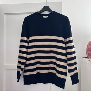 COS Navy and Cream Striped Crewneck Sweater